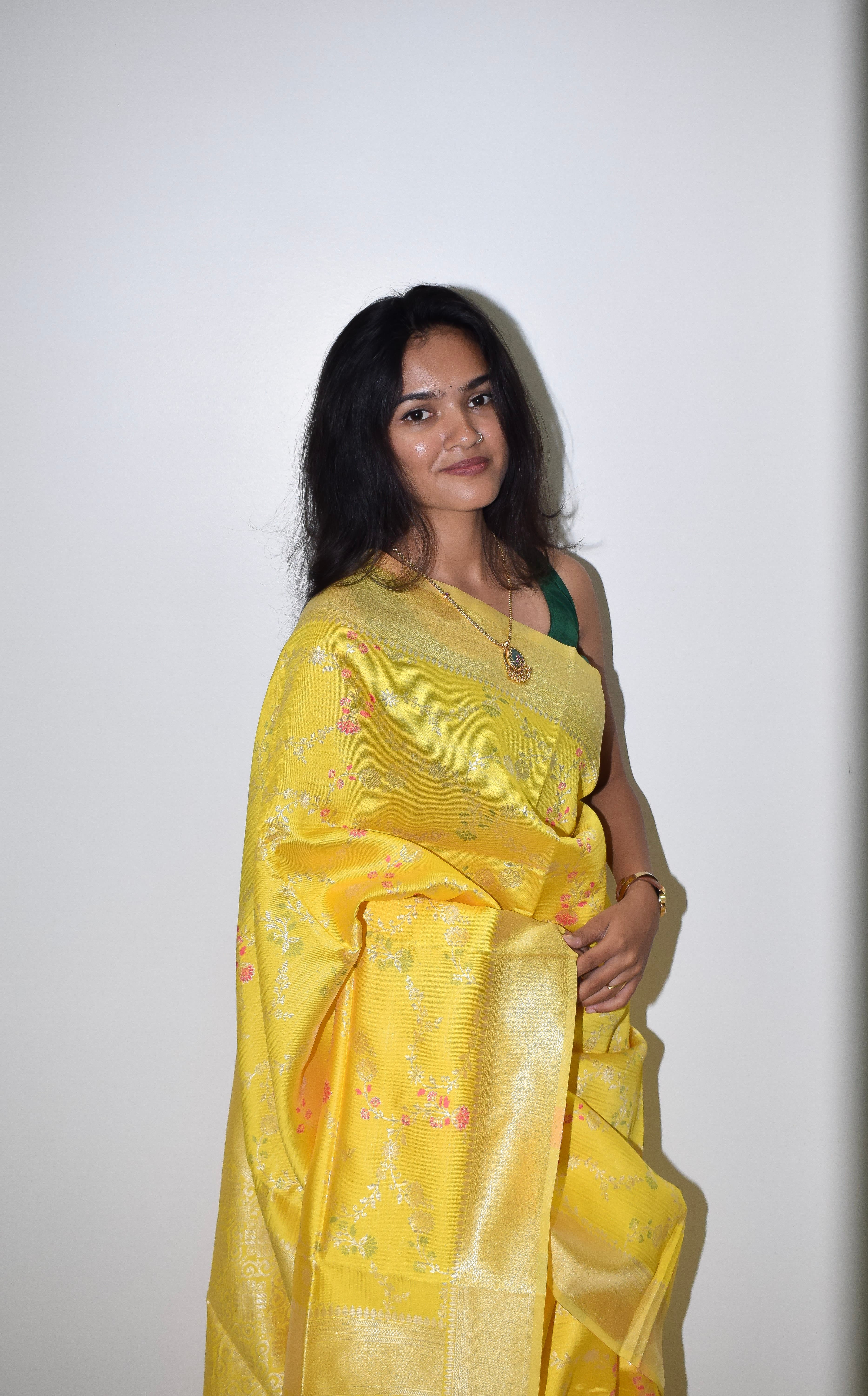 Bellissima Boutique Pune - Yellow Semi Silk Saree thumbnail 3