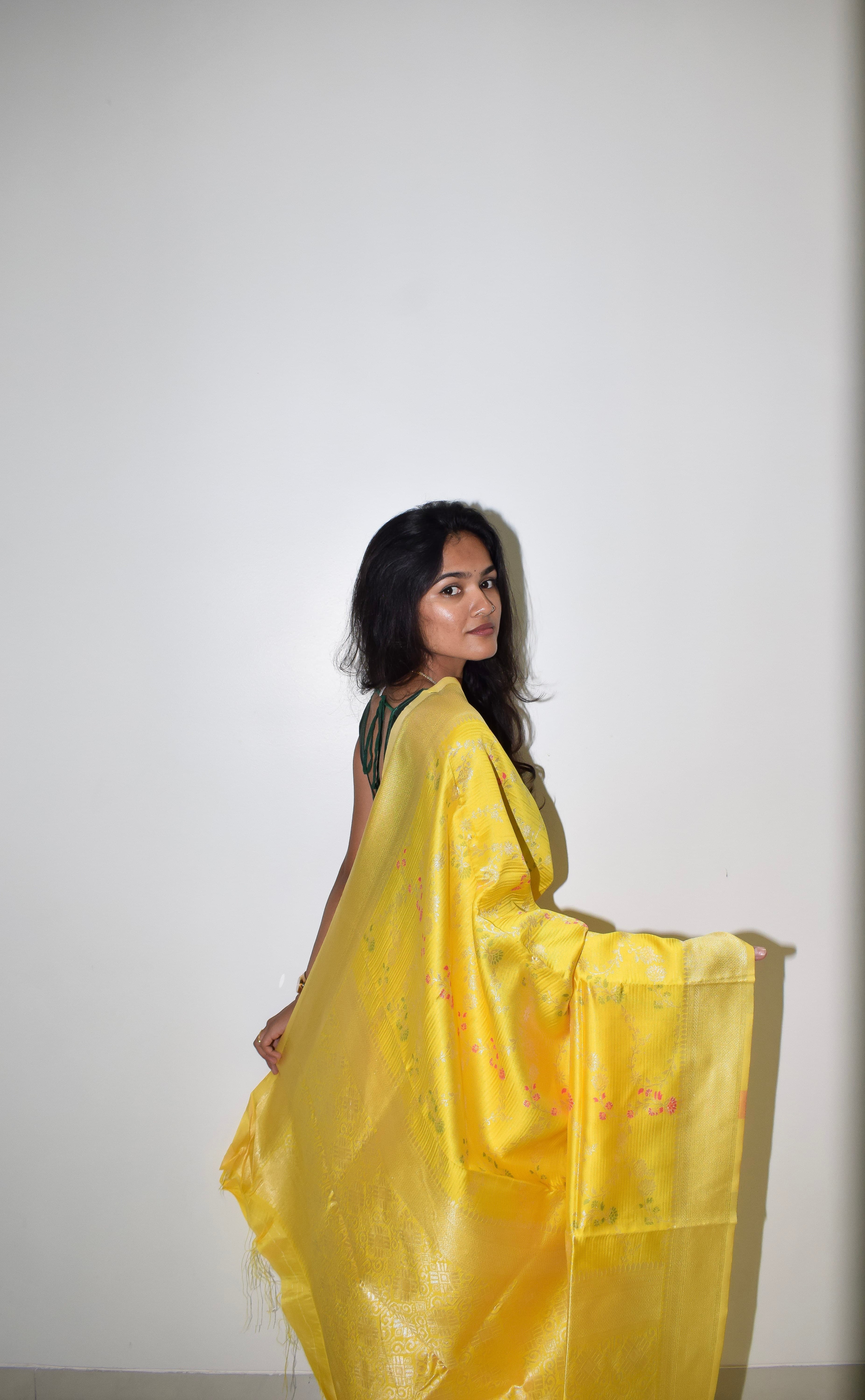 Bellissima Boutique Pune - Yellow Semi Silk Saree thumbnail 2