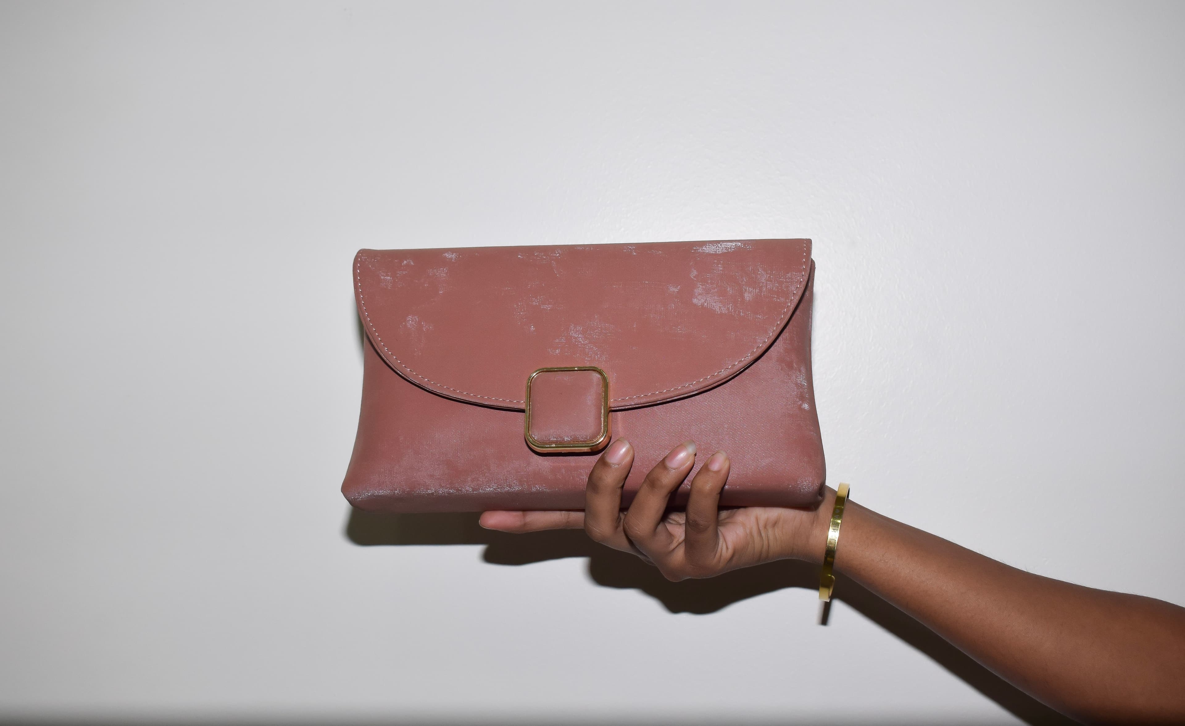 Bellissima Boutique Pune - Pink Velvet Clutch with Sling